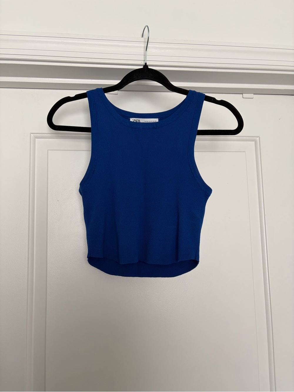 Zara Cobalt Blue Ribbed Cropped Tank